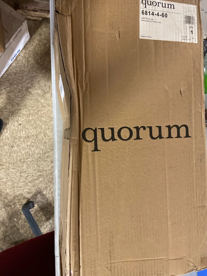 Quorum Intl 6814-4-60 Carpa 4 Luces Colgante Vela, Hoja de Plata Envejecida Foto 1 de 3