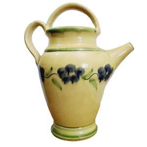 Vintage Flower Pitcher Gargoulet Kitchenware Yellow & Blue Floral Collectible - Picture 1 of 8