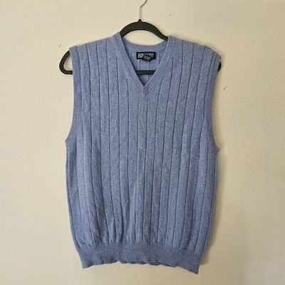 Chaleco Suéter Acanalado 100% Cachemira Lands' End - Azul Claro/Periwinkle Talla Mediana Foto 1 de 4