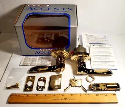 Schlage Accents Polished Brass French Door Keyed Entry ULTIMA FA51 V3 CHP 505 - Image 1 of 4