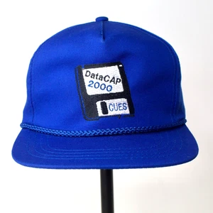 Vintage DataCAP 2000 Queues Floppy Disk Trucker Mütze blau Seil Krempe Druckknopflasche - Bild 1 von 7