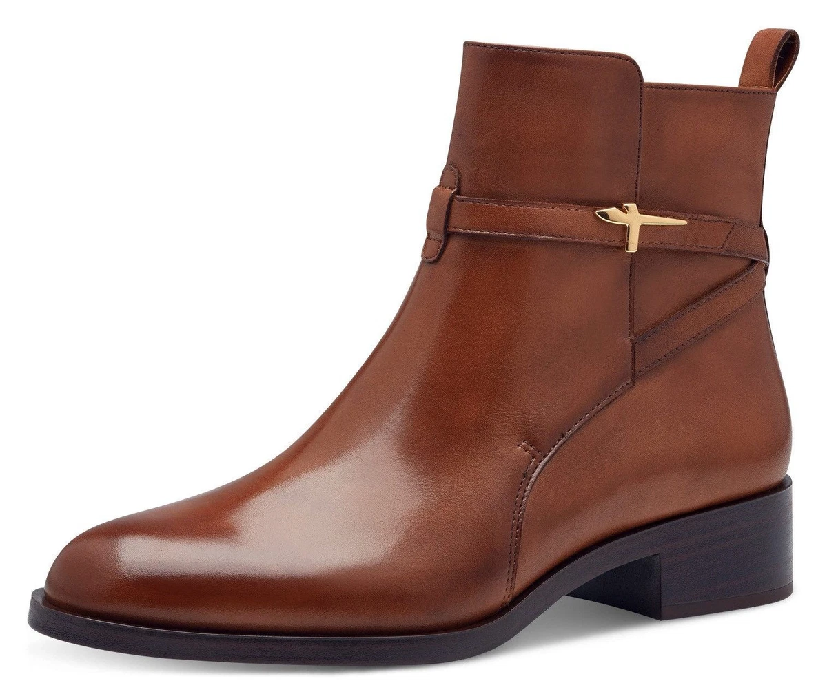 Tamaris Damen Boots Mit Blockabsatz – Leder, Gepolstert, Rutschfeste Sohle