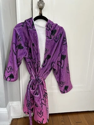 Albornoz polar de felpa para niñas 10-12 púrpura multicolor tema búho manga larga con cinturón Foto 1 de 2