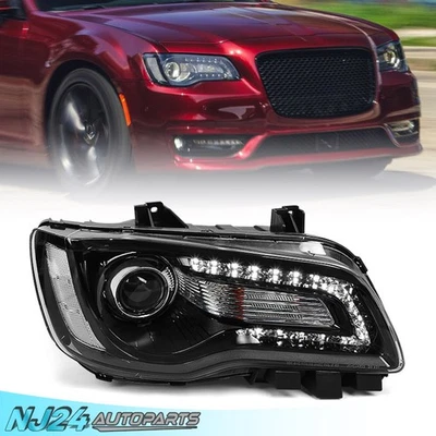 Black Halogen LED DRL Headlight For 2015-2023 Chrysler 300 Passenger Right RH Foto 1 de 4