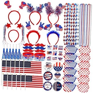 Lansian 4th of July Accessories Bulk Party Supplies, 146Pcs Patriotic Party - Picture 1 of 7