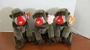 TY BEANIE BABYS ~ 3er-Set ~ WANGEN der PABOON AFFE mit ETIKETT - Bild 1 von 2