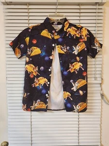 Boys Size Small Button Up Shirt Taco Cat L@@K!! Short Sleeve Beach time - Picture 1 of 3