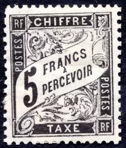 FRANCE 1882 POSTAGE DUE 5 FRANCS SC. # J25 MINT HINGED CATALOG VALUE $3000 - Picture 1 of 2