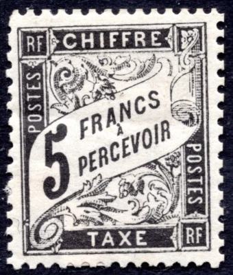 FRANCE 1882 POSTAGE DUE 5 FRANCS SC. # J25 MINT HINGED CATALOG VALUE $3000 - Image 1 of 2