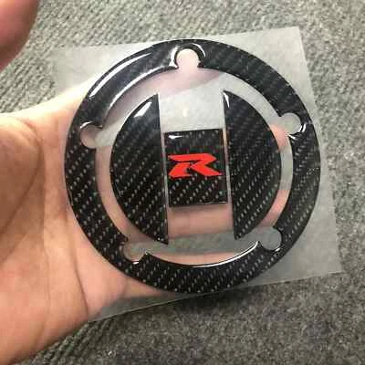 Tapa de tanque de combustible de fibra de carbono real cubierta calcomanía almohadilla 04-23 Suzuki GSXR-600/750/1000 Foto 1 de 4