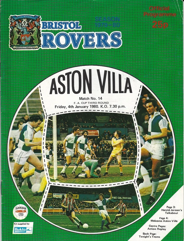 Bristol Rovers v Aston Villa 4 Jan 1980 FOOTBALL PROGRAMME - Image 1 of 1