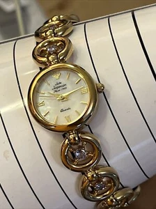 Jules Jurgensen Watch, Goldtone Women's with Genuine purple Gemstone New Battery - Picture 1 of 13