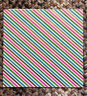 Vintage Pink Gold Blue Green Stripe Gift Wrap/Wrapping Paper 1 Full Sheet