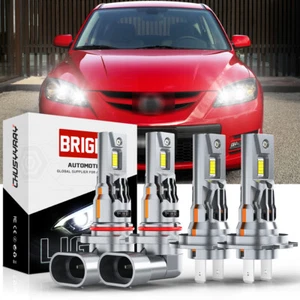 9005 H7 LED Faro delantero para for Mazda 3 2004-2009 4pcs Bombillas blancas - Picture 1 of 15