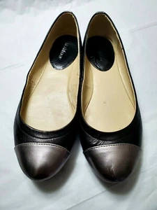 Zapatos planos de cuero para mujer Liz Claiborne 7,5 negros y plateados - Imagen 1 de 6