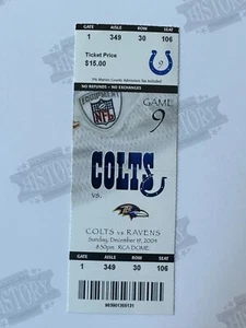 Boleto de los Ravens Colts 2004 19/12/04 Peyton Manning 47º TD de la temporada - Imagen 1 de 2