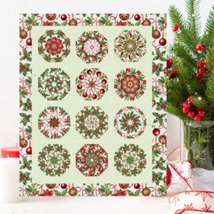 BOTANICAL SEASON Pre-Cut Kaleidoscope Complete Quilt Kit, Stack n Whack - Picture 1 of 11