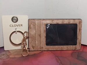 Nuevo Llavero Portatarjetas Billetera Cuero Tostado con Ventana de Identificación con Foto 4" Por Clover  - Imagen 1 de 24