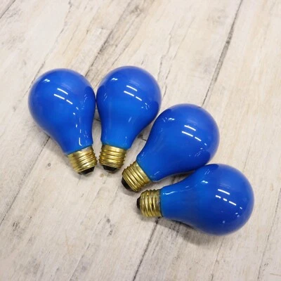 4Pc- Vintage Philips 40-Watt A21 Light Bulbs BLUE COATED Decorative Color Bulb - Image 1 of 4