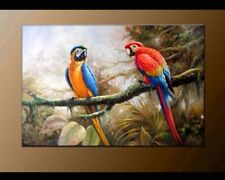 Forest Birds Parrot Macaw Landscape Handpainted Oil Painting Wall Art Repro Canv