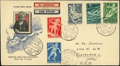 Netherlands #B189-B183 Child Welfare FDC Hague 1948 Airmail Cover Postage to USA - Image 1 of 2