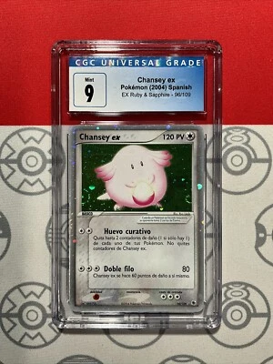 CGC 9 2003 Pokemon Chansey Ex SPANISH Ruby & Sapphire Ultra Rare Holo 96 8026 - Image 1 of 2