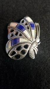 VINTAGE ERVIN HOSKIE NAVAJO STERLINGSILBER EDELSTEIN INTARSIEN SCHMETTERLING BROSCHE ANSTECKNADEL - Bild 1 von 7