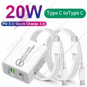 20W USB C Fast Charger Type C Cable Power Brick For Android Phone iPhone 15 Pro - Picture 1 of 17