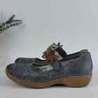 Rieker Women's Doris 72 Mary Jane Blue Leather Comfort Shoes Size 38 / Us 7