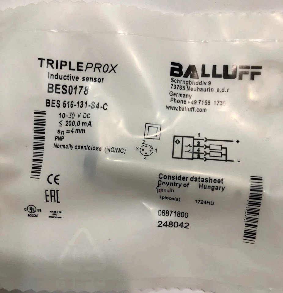 1PC New BALLUFF BES 516-131-S4-C Inductive Proximity Switch Sensor Free Shipping - Image 1 of 2