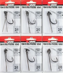 (LOT OF 6) VMC TOKYO RIG FINESSE NEKO BLACK NICKEL HOOK 2/0 TFNK#2/0BNPP H1334 - Picture 1 of 3