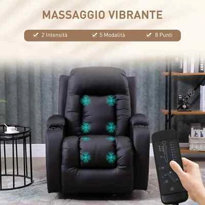 HOMCOM Poltrona Relax Massaggiante e Riscaldata con Telecomando, 85x94x104cm, Fi - Foto 1 di 10