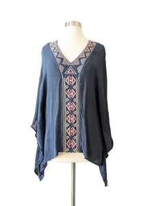 UMGEE Kimono Top Womens Boho Embroidery Front Beach Coverup Blue Pink SMALL - Picture 1 of 7