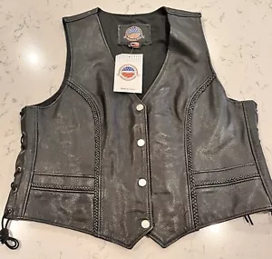 Bucati Ladies Leather Motorcycle Vest Size 3XL (Pit To Pit 21 Inches) *NWT* - Picture 1 of 8