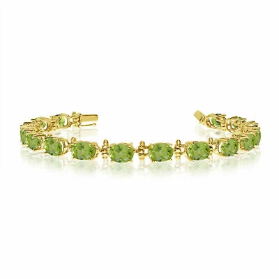 Ladies 10K Yellow Gold 3x5 mm Oval Natural Green Peridot Tennis Bracelet - Image 1 of 3