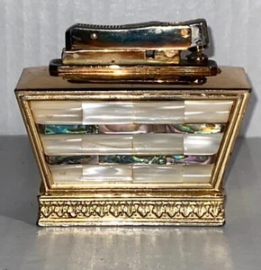 Flame Crest Lighter Mother of Pearl and Abalone Gold Tone Made in JAPAN- -W5 - Picture 1 of 11
