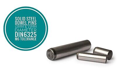 Metric Hardened And Ground Steel Dowel Pins DIN6325 12mm & 13mm Diameter 10pcs • 8£