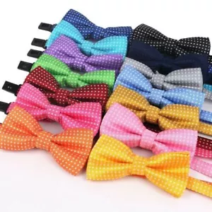 Baby Toddler Boys Pre Tied Jacquard Weave Spotty  Formal Bow Tie Dickie Clip-On - Picture 1 of 22