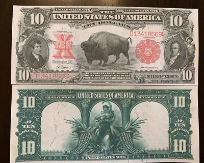 Reproduction $10 Bill US Note 1901 Lewis & Clark Bison Copy Read Description!! - Image 1 of 4