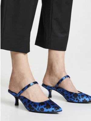 Alice + Olivia  Marrgo Floral Printed Mule Black/Colbalt  Slingback Sz 10 $350 - Image 1 of 4