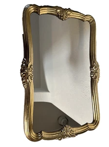 Home Interiors Gold Toned Horizontal/Vertical Hanging Wall Mirror 22" x 15" Vtg - Picture 1 of 7