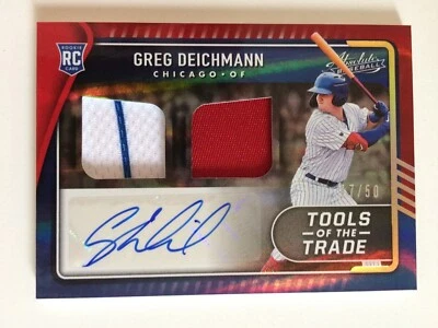 2022 Panini Absolute rc dual jersey auto GREG DEICHMANN #ed 17/50! Chicago Cubs - Image 1 of 2