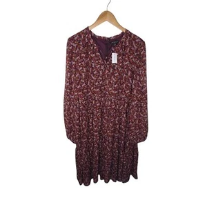 Vestido Lane Bryant Para Mujer Plus 22/24 Borgoña Floral Forrado de Gasa Nuevo con Etiquetas - Imagen 1 de 12