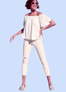 BP Swingy Cool Top XXLarge 18 White Swingy Soft Cool Jersey Short Sleeves NWT - Picture 1 of 13