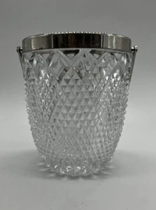 Vintage Ice Bucket Cut Crystal with Silver Plate Trim And Handle - Picture 1 of 12