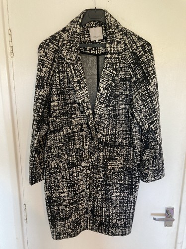 OFF WHITE Cappotto donna Great Plains London nero bianco sporco misto viscosa taglia small ottime condizioni