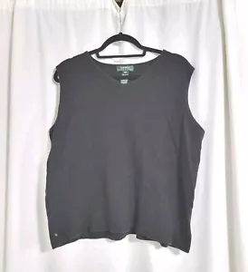 Lauren Ralph Lauren Womens 2XL Black Vest Sleeveless Sweater Top Dark Academia - Picture 1 of 7