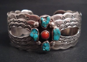 Brazalete Hopi Turquesa Bisbee Vintage Plata de Ley - Imagen 1 de 4