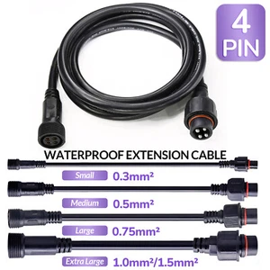 4 Pin Waterproof Extension Cable Connector Male Female Outdoor Led Light IP67 - Picture 1 of 17