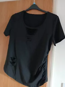 Ladies Black Size 20 T Shirt With Splits Unbranded New - Picture 1 of 4